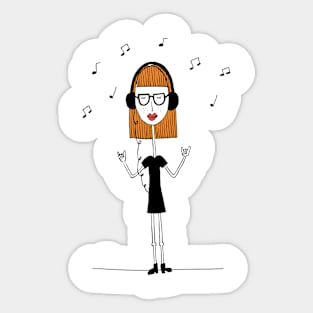 Headphones Girl Sticker